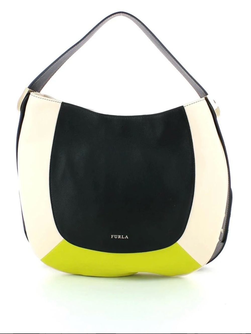 Furla Luna Hobo Leather Bag Onyx Jade Conchiglia Colorblock